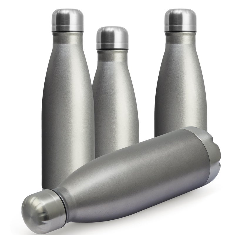 MEWAY 17oz Sport Water Bottle 4 Pack Vacuum Insulated Stainless Steel Leak-Proof Double Wall Cola Shape Water Bottle,Keep Drinks Hot & Cold(Cold Gray,4 Pack) - Image 1